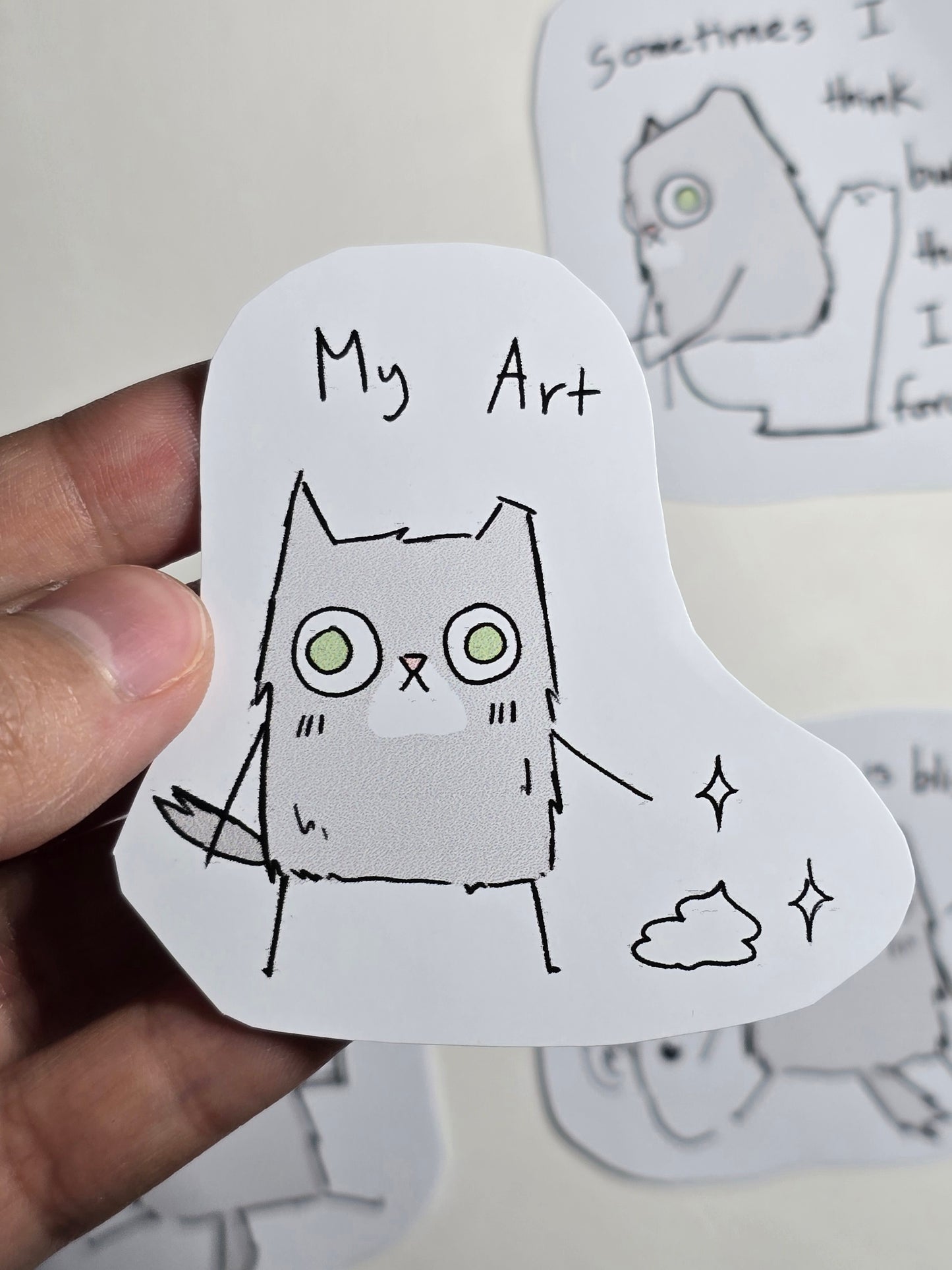Cute Cat Sticker Set, White gloss pen+GEAR | 9 PC